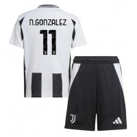 Echipament fotbal Juventus Nicolas Gonzalez #11 Tricou Acasa 2024-25 pentru copii maneca scurta (+ Pantaloni scurti)